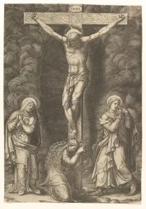 Ghisi Giorgio Prints: The Crucifixion with the Virgin, the Magdalen, and St. John, late 1570s