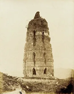 Disrepair Prints: Crumbling Brick Pagoda, Sung Dynasty, 1860. Creator: Felice Beato