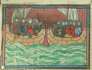 Longinus Prints: Crusader Fleet (From Li rommans de Godefroy de Buillon et de Salehadin')