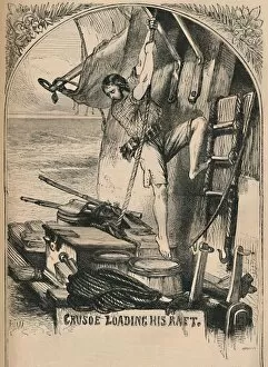 Defoe Collection: Crusoe Loading His Raft, c1870