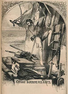 Provisions Prints: Crusoe Loading His Raft, c1870