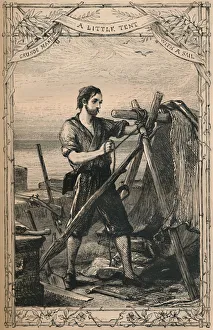 Shipwreck Prints: Crusoe Makes A Little Tent With A Sail, c1870