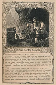 Desert Island Prints: Crusoe Making Baskets, c1870