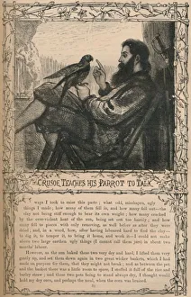 Desert Island Prints: Crusoe Teaches His Parrot To Talk, c1870