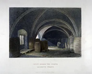 John Wykeham Prints: Crypt filled with barrrels under the chapel at Lambeth Palace, London, 1851. Artist