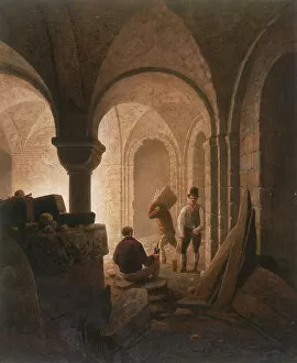 Vaulting Gallery: Crypt of St Mary-le-Bow, London, 1818. Artist: Frederick Nash