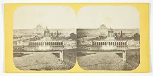 Albumen Print Stereo Collection: Crystal Palce: General View of the Palace, Cascades and Lower Fountains, 1850 / 99
