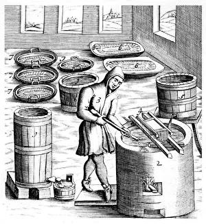 Crystallization of saltpetre (nitre, potassium nitrate, or KN03), 1683 Crystallization of saltpetre (nitre, potassium nitrate, or KN03), 1683