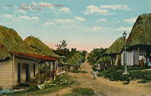 C Jordi Prints: Cuba: Pueblo de Pescadores. Bohios. Fishing Village, 1919