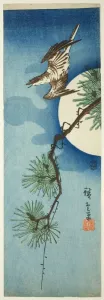 Cuckoo, pine branch, and full moon, c. 1843/47. Creator: Ando Hiroshige Cuckoo, pine branch, and full moon, c. 1843/47. Creator: Ando Hiroshige