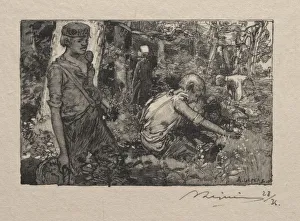 1849 1918 Prints: Cueillette du muguet. Creator: Auguste Louis Lepere (French, 1849-1918)