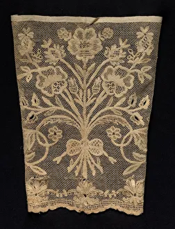 Filet Lacis Prints: Cuff with Floral Vines, 19th century. Creator: Unknown