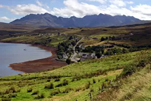 Cuillin Hills Gallery: Cuillin Hills from above Carbost, Isle of Skye, Highland, Scotland
