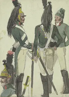 Casque Prints: Cuirassiers, early-mid 19th century. Creator: Anton Radl
