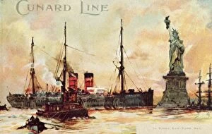 Liner Gallery: Cunard Line - In Upper New York Bay, c1900. Creator: Unknown