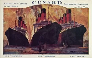 Ocean Liner Gallery: Cunard ocean liners, 1920s. Creator: Unknown