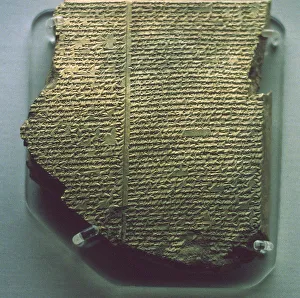 Cuneiform tablet relating part of the Epic of Gilgamesh, Neo-Assyrian, 7th century BC Cuneiform tablet relating part of the Epic of Gilgamesh, Neo-Assyrian, 7th century BC