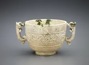 Jade Nephrite Prints: Cup with dragon handles, Ming dynasty, 1368-1644. Creator: Unknown