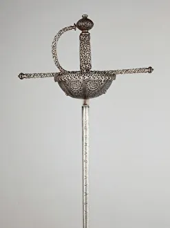 Steel Alloy Prints: Cup-Hilted Rapier, Italy, About 1650. Creator: Tomas Ayala