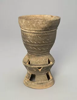 Cup with Interior Rattle and Incised and Openwork Decoration, Korea, Three Kingdoms... 5th century. Creator: Unknown