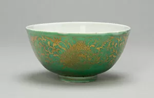 Glazed Pottery Gallery: Cup with Peonies, Ming dynasty (1368-1644), Jiajing period (1522-1566). Creator: Unknown