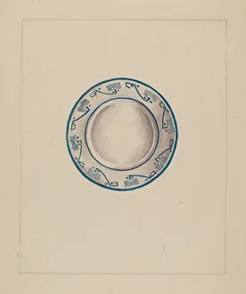 Cup Plate Prints: Cup Plate, c. 1936. Creator: Florence Stevenson
