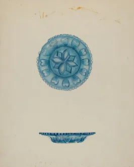 Heart Shaped Prints: Cup Plate, c. 1936. Creator: Roberta Elvis