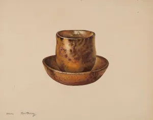 Aaron Fastovsky Prints: Cup and Saucer, c. 1940. Creator: Aaron Fastovsky