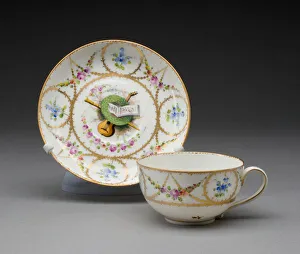 Teaware Prints: Cup and Saucer, Nyon, c. 1780. Creator: Nyon Porcelain Factory