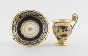 Chinoiserie Prints: Cup and Saucer, Paris, c. 1820. Creator: Denuelle Porcelain Manufactory