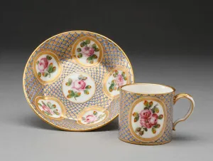 Cup And Saucer Prints: Cup and Saucer, Sevres, 1777. Creators: Sevres Porcelain Manufactory