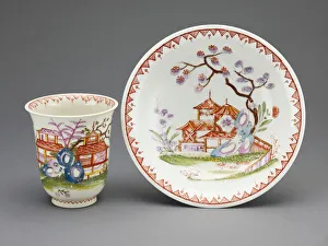 Viennese Prints: Cup and Saucer, Vienna, c. 1725. Creator: Du Paquier Porcelain Manufactory