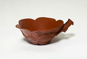 Stoneware Gallery: Cup in the Shape of a Plum Flower with Branch-Shaped Handle, Ming dynasty (1368-1644)