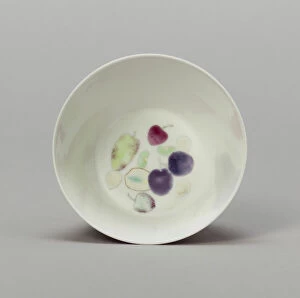 Melon Gallery: Cup with Stylized Fruit: Plums, Cherries, Melon, and Seeds, Qing dynasty