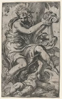 Paolo Gallery: Cupid and Apollo with a lyre, ca. 1568. ca. 1568. Creator: Paolo Farinati