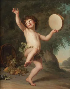 Tambourine Prints: Cupid as Bacchus, 1784. Creator: Adolf Ulric Wertmüller