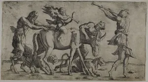 Davent Leon Prints: Cupid with Bandaged Eyes, 1540/45. Creator: Leon Davent