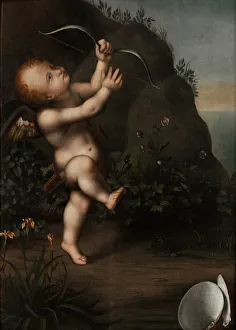 Archers Prints: Cupid with a bow, before 1593. Artist: Luini, Aurelio (1530-1593)