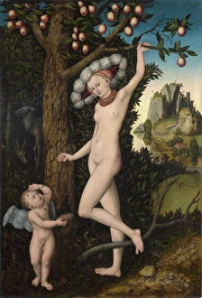 Erotic Gallery: Cupid complaining to Venus, c. 1525. Artist: Cranach, Lucas, the Elder (1472-1553)