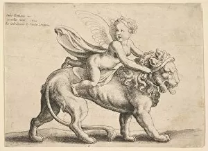Giulio Gallery: Cupid on a lion, 1652. Creator: Wenceslaus Hollar