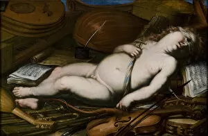 Cupid Among Musical Instruments, Mid of 17th century. Artist: Anonymous