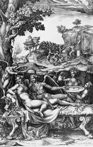Giulio Pippi Detto Giulio Romano Prints: Cupid and Psyche, 1574. Creators: Giorgio Ghisi, Giulio Romano