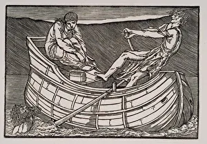Epic Poem Prints: Cupid and Psyche - The dead Man rising from the Water as Psyche is ferried across the Styx