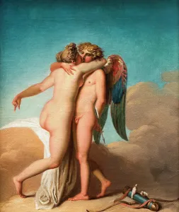 Amor Prints: Cupid and Psyche embrace each other, n.d. c1770-1800. Creator: Nicolai Abraham Abildgaard