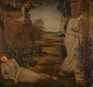 Edward Coley Burne Jones Gallery: Cupid and Psyche - Palace Green Murals - Zephyrus Bearing Psyche to the Mountain, 1881