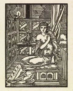 Routine Prints: Cupid and Psyche - Psyche disrobing, 1880. Creator: Unknown