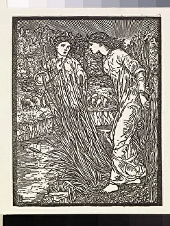 Burne Jones Edward Prints: Cupid and Psyche - Psyche is set the Task of collecting the Golden Fleece from Venus Flocks