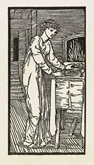 Epic Poem Prints: Cupid and Psyche - Psyche at Table Spread with Food