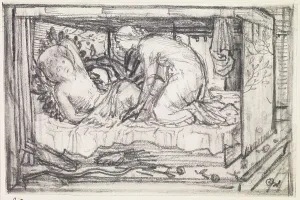Epic Poem Prints: Cupid and Psyche - Study of Psyche gazing at Cupid sleeping