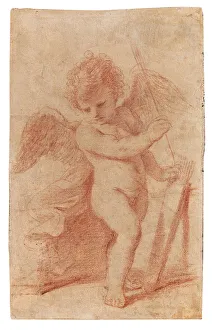 Cupid putting an arrow away in his quiver. Creator: Guercino (1591-1666) Cupid putting an arrow away in his quiver. Creator: Guercino (1591-1666)